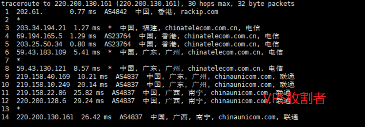 企鹅小屋网络全新升级后的香港四期66/0.5G套餐广西南宁联通回程