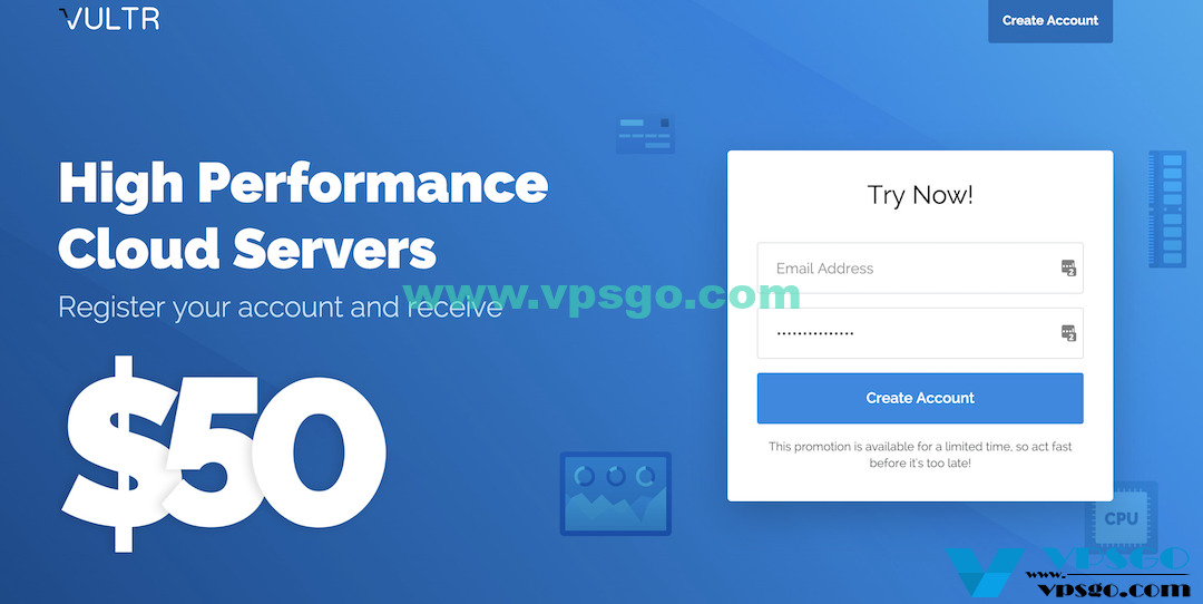 Vultr新用户免费50美金