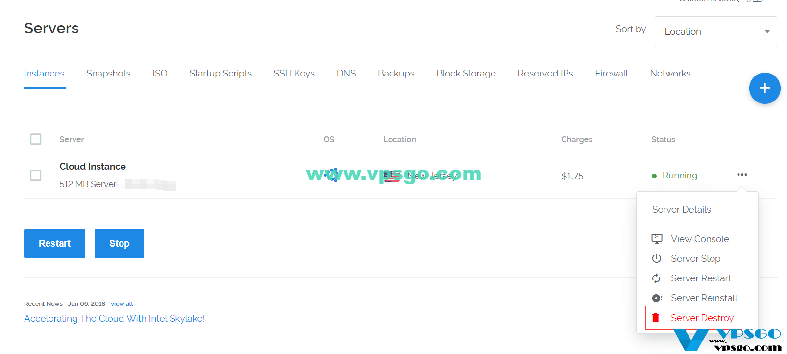 摧毁Vultr VPS实例