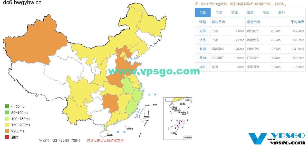 搬瓦工DC6机房延迟测试