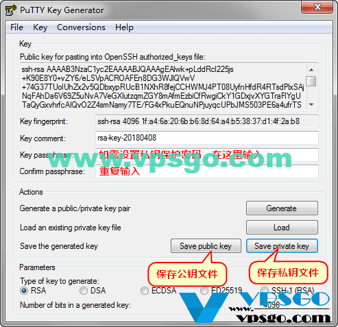 PuTTYgen生成密钥