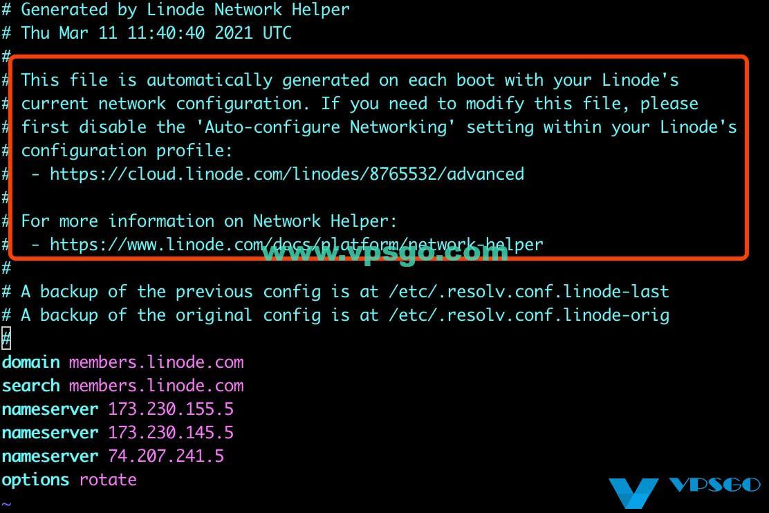 Linode修改DNS服务器
