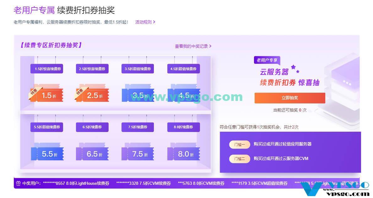 腾讯云7月老用户续费优惠