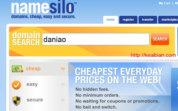 NameSilo新注册域名教程 – 付款方便