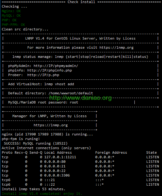 lnmp1.4-install-success