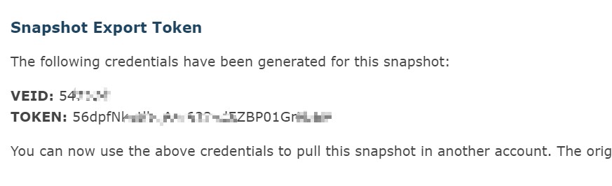 Snapshot Export Token