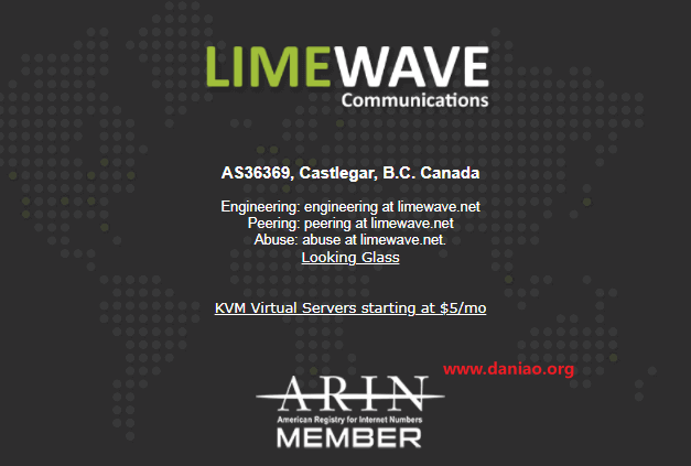 limewave：加拿大vps，双IP，$1.85/月，1核/1G/60g hdd/500G流量/共享G口