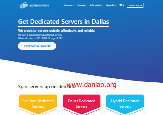 SPINSERVERS，美国独立服务器/VPS 7月促销，10G大带宽，低至$89/月，可选硅谷/达拉斯