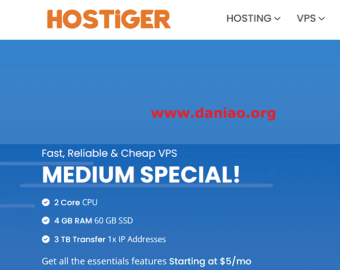 Hostigger，土耳其VPS，$5/月或$50/年(2C/8G/60GSSD/300M带宽@3T流量)