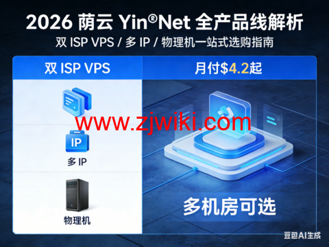2026 荫云 Yin‑Net 全产品线解析:双 ISP VPS / 多 IP / 物理机一站式选购指南,月付.2起,多机房可选